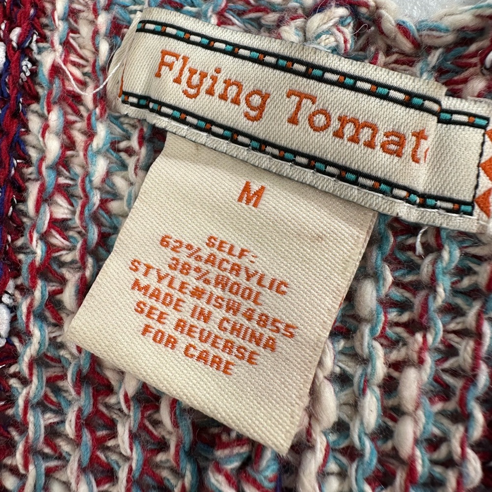 Flying Tomato Chunky Knit Fringe Cardigan Boho Western Festival Coastal Wool M - Picture 5 of 9